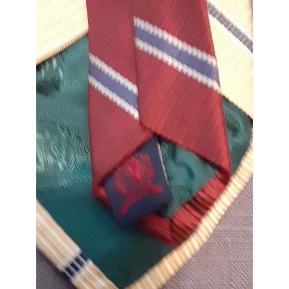 Tommy Hilfiger Gold with Navy striped pattern all silk Tie 1292 USA - Picture 4 of 7